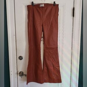 Free People fall rust faux leather pants bootcut 31